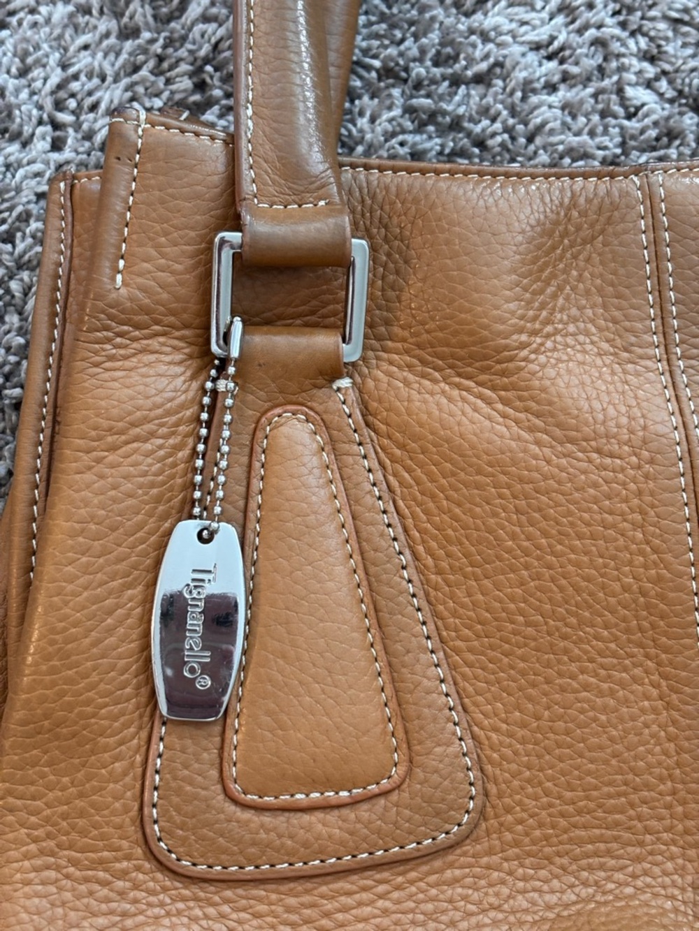 Vintage Tignanello Leather Tote Bag | Cognac Brown | Structured Shoulder Bag - Picture 8 of 11